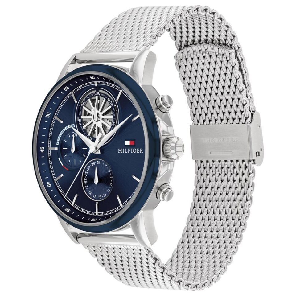 Tommy Hilfiger TH1710609 Quartz Çelik Hasır Gri Lacivert Kadran 44 mm Erkek Kol Saati
