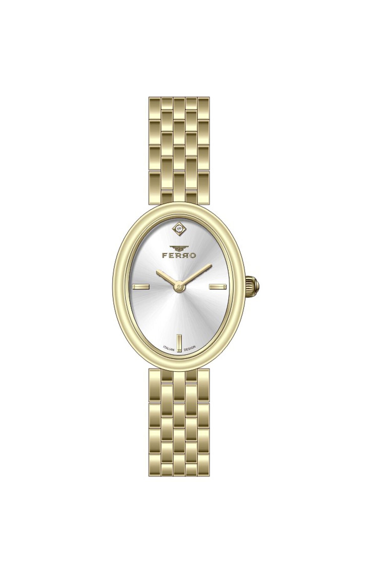 Ferro Sarı Çelik Kordon Kadın Kol Saati FL40156A-B 3ATM Su Geçirmez 2 Yıl Garantili HediyePaketli