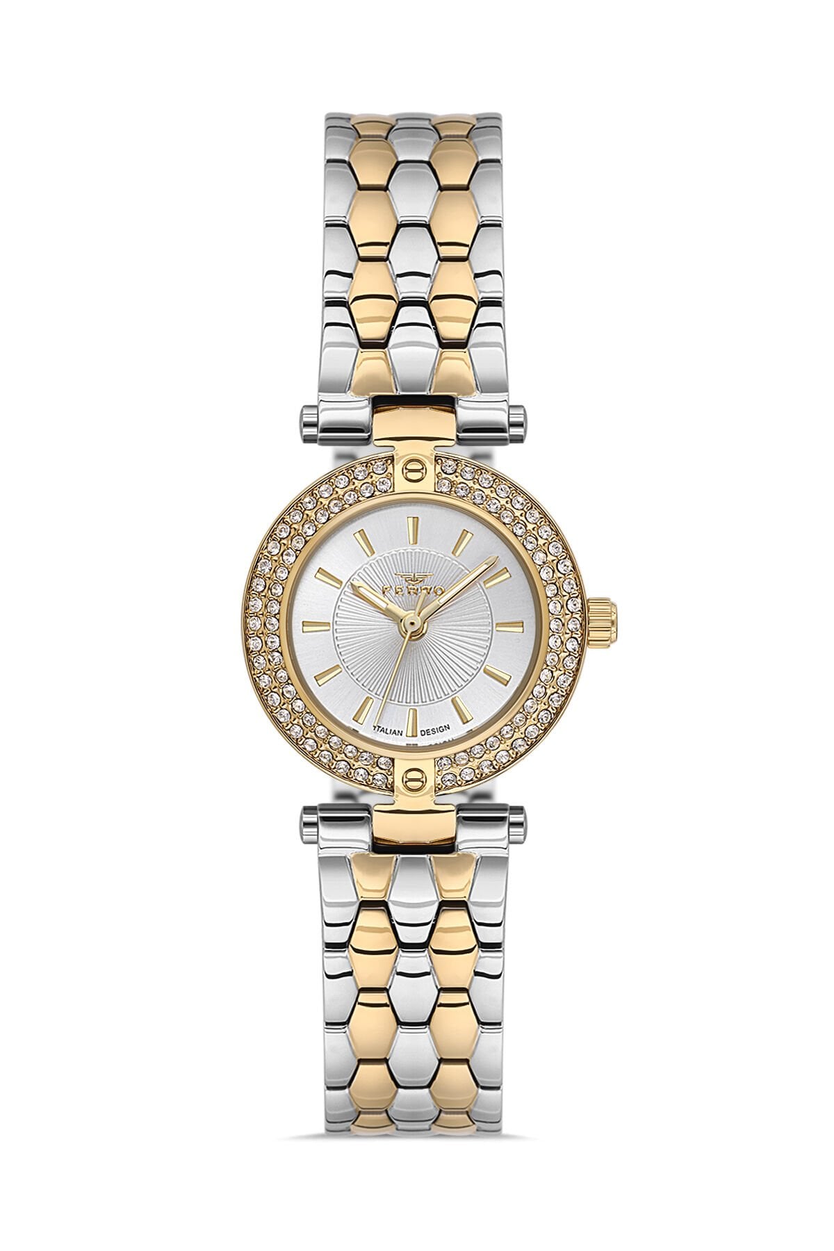 Ferro FL21608AWT-D Quartz Çelik Altın Gri 21 mm Kadın Kol Saati