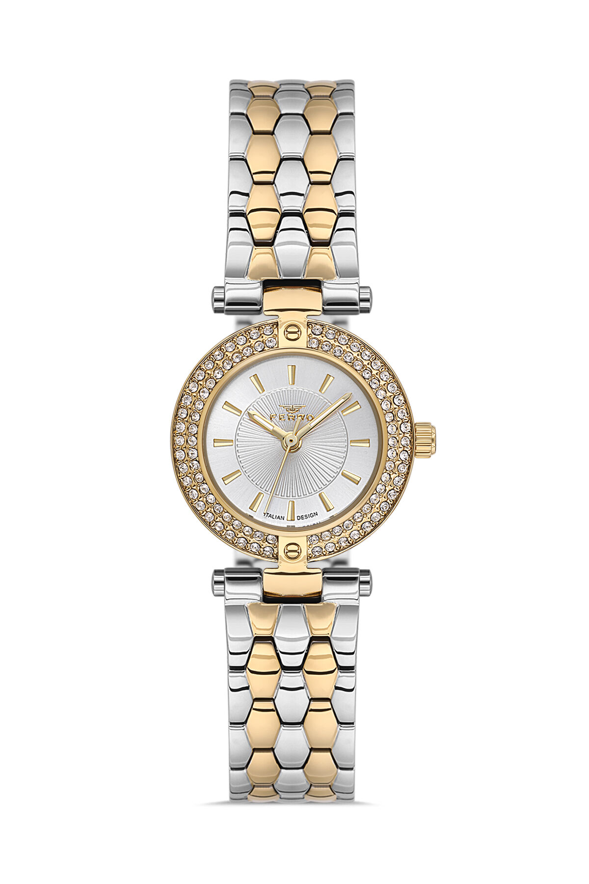 Ferro FL21608AWT-D Quartz Çelik Altın Gri 21 mm Kadın Kol Saati