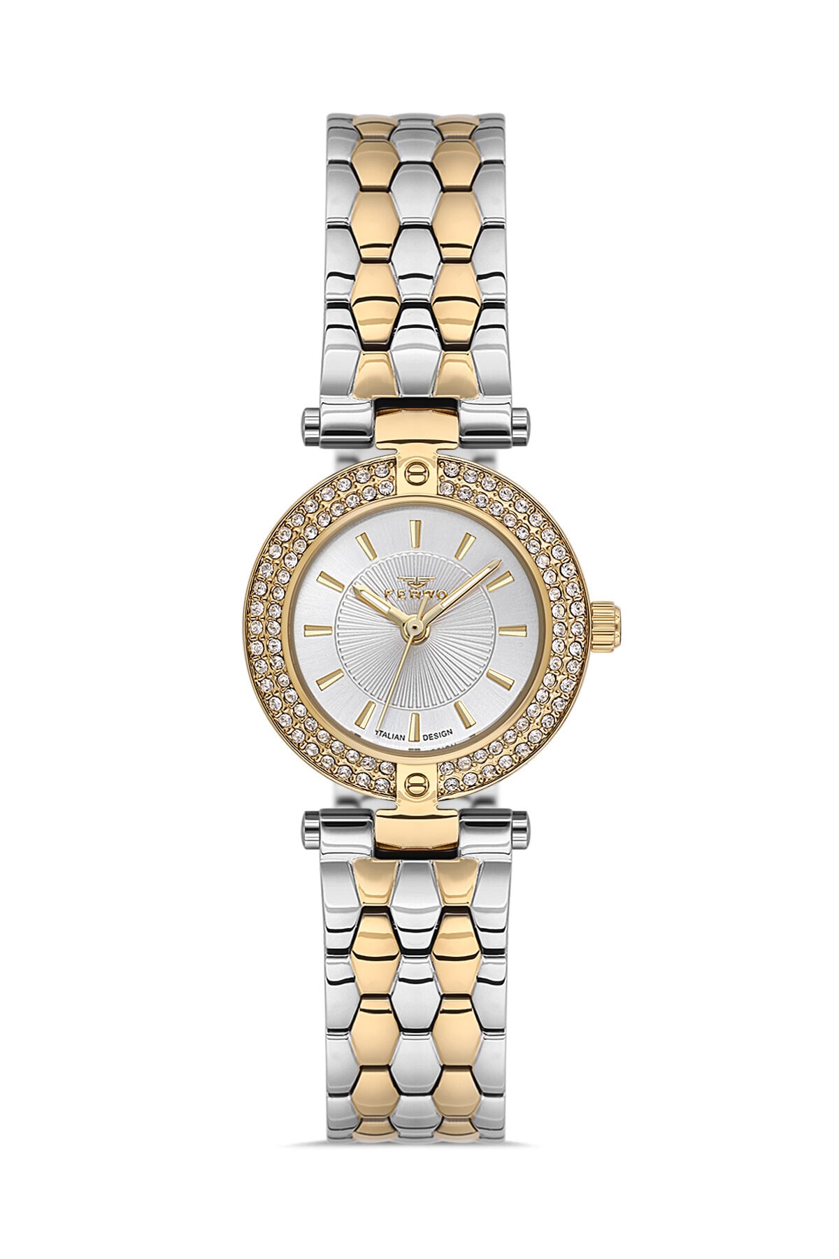 Ferro FL21608AWT-D Quartz Çelik Altın Gri 21 mm Kadın Kol Saati
