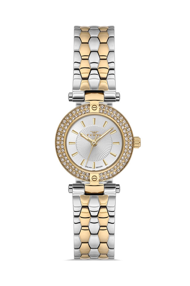 Ferro FL21608AWT-D Quartz Çelik Altın Gri 21 mm Kadın Kol Saati