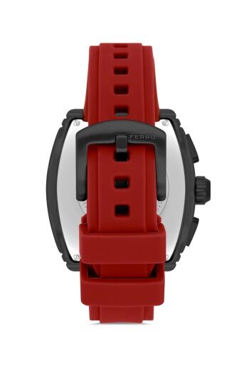 Ferro Kırmızı Silikon Kordon Erkek Kol Saati FM11351D-ZK Fonksiyonları Aktif 3ATM Su Geçirmez