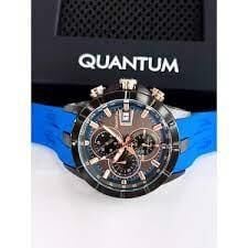 Quantum HNG893.065 Quartz 50 mm Mavi Silikon Siyah Kadran 10 ATM Erkek Kol Saati