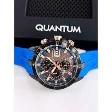 Quantum HNG893.065 Quartz 50 mm Mavi Silikon Siyah Kadran 10 ATM Erkek Kol Saati