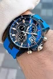 Quantum HNG893.065 Quartz 50 mm Mavi Silikon Siyah Kadran 10 ATM Erkek Kol Saati