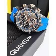 Quantum HNG893.065 Quartz 50 mm Mavi Silikon Siyah Kadran 10 ATM Erkek Kol Saati