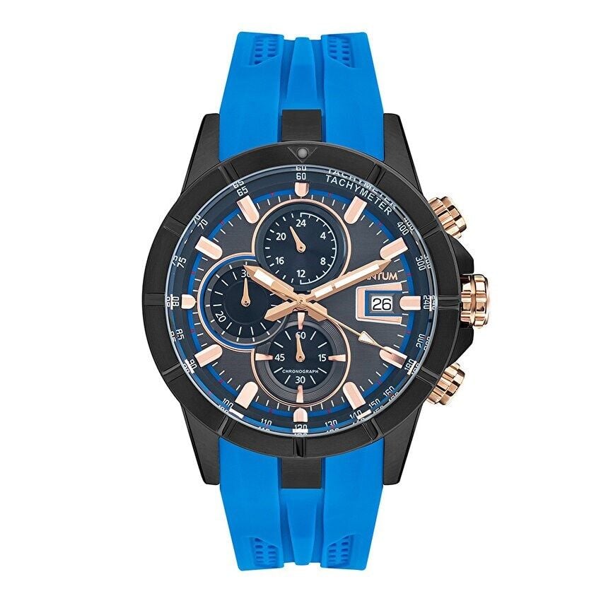 Quantum HNG893.065 Quartz 50 mm Mavi Silikon Siyah Kadran 10 ATM Erkek Kol Saati