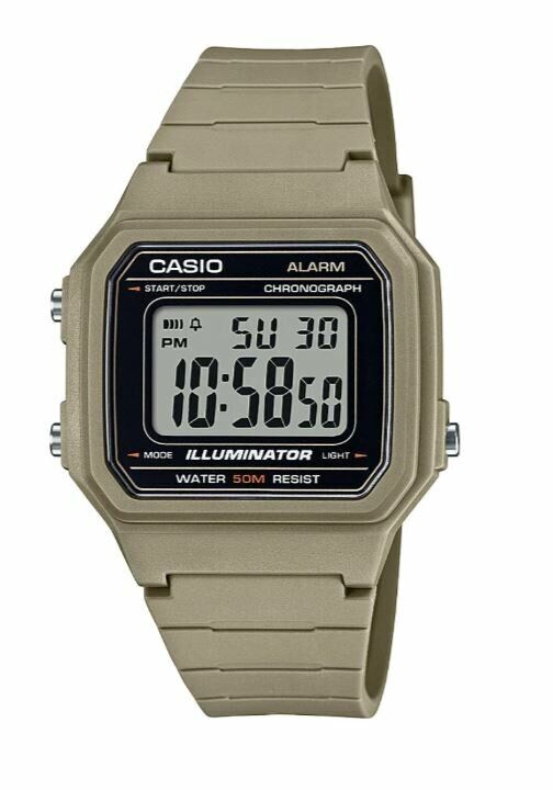 Casio W-217H-5AVDF Quartz Dijital Silikon Kahve Organik Cam 41 mm Erkek Kol Saati