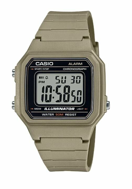Casio W-217H-5AVDF Quartz Dijital Silikon Kahve Organik Cam 41 mm Erkek Kol Saati