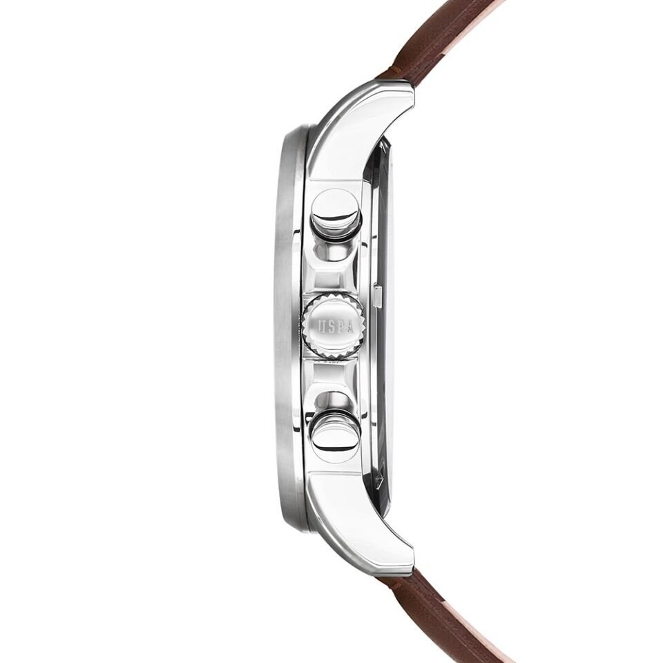 U.s. Polo Assn. USPA 1016-02 Quartz Deri Kahverengi Lacivert Kadran 44 mm Erkek Kol Saati