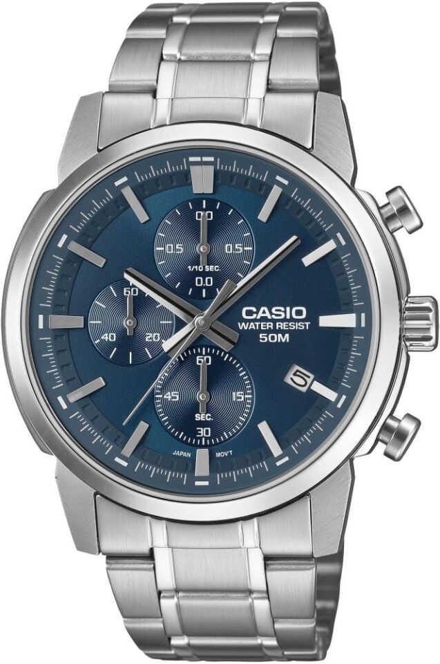 Casio MTP-E510D-2A2VDF Quartz Çelik Gri Lacivert Kadran 42 mm Erkek Kol Saati
