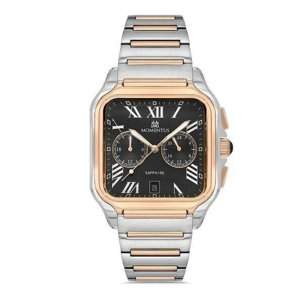 Momentus TM348T-04SR Quartz Çelik Gri/Rose Siyah Kadran Safir Cam 40 mm Multifunction Erkek Kol Saati