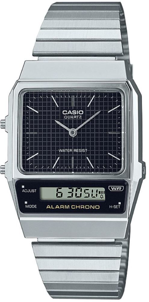 Casio AQ-800E-1ADF Retro Quartz Çelik Gri Siyah Kadran 32 mm Erkek Kol Saati