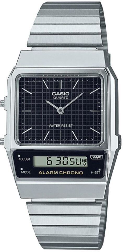 Casio AQ-800E-1ADF Retro Quartz Çelik Gri Siyah Kadran 32 mm Erkek Kol Saati