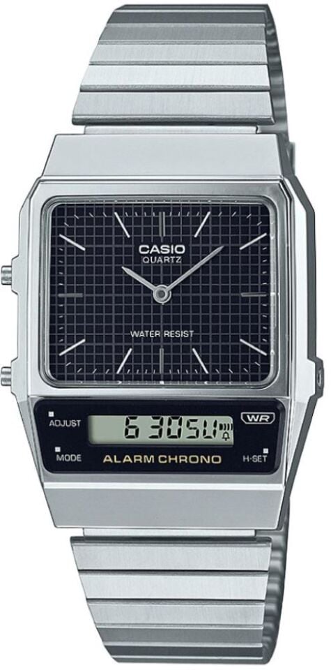 Casio AQ-800E-1ADF Retro Quartz Çelik Gri Siyah Kadran 32 mm Erkek Kol Saati