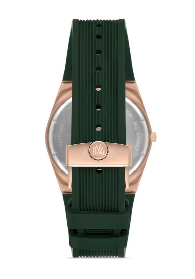 Momentus EM345R-15YR Quartz Silikon Yeşil Safir Cam 40 mm Erkek Kol Saati