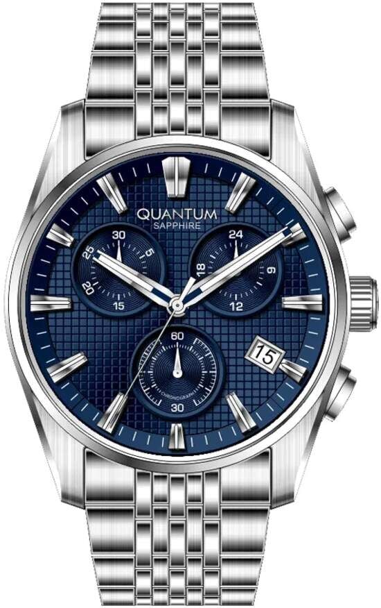 Quantum PWG1196.390 Quartz Çelik Gri Mavi Kadran 46 mm Erkek Kol Saati