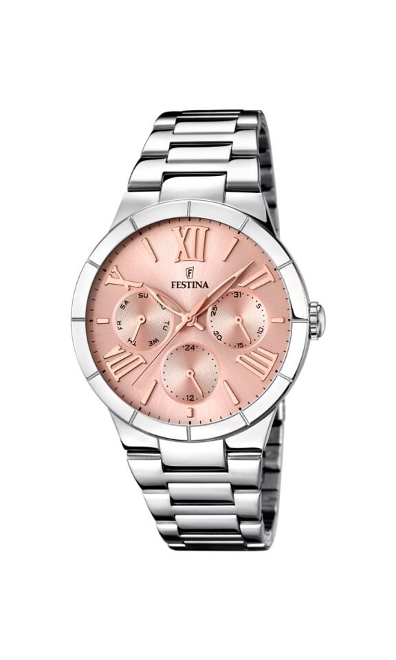 Festina F16716/3 Quartz Çelik Gri Pembe Kadran 37 mm Kadın Kol Saati