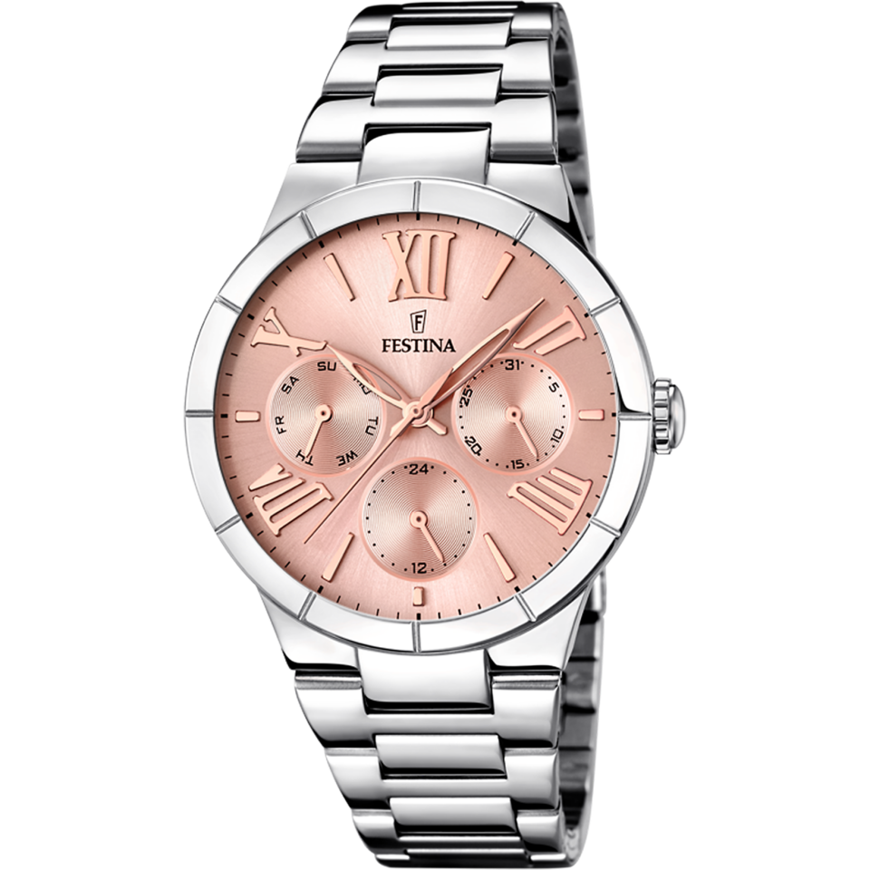 Festina F16716/3 Quartz Çelik Gri Pembe Kadran 37 mm Kadın Kol Saati