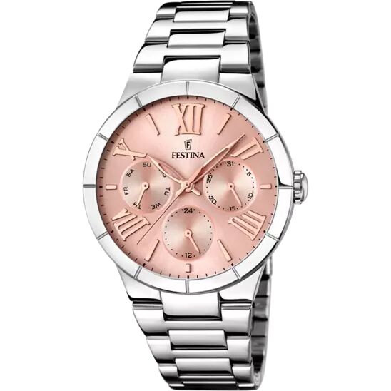 Festina F16716/3 Quartz Çelik Gri Pembe Kadran 37 mm Kadın Kol Saati
