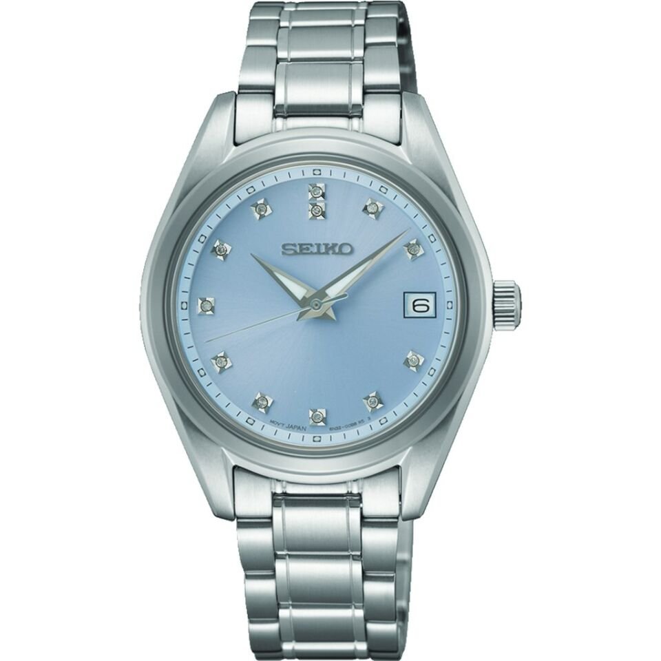 Seiko SUR581P Quartz Çelik Gri Mavi Kadran Safir Cam 32 mm Kadın Kol Saati