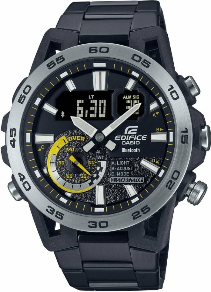 Casio ECB-40DC-1ADF Quartz Analog/Dijital Çelik Siyah 10 ATM 48 mm Erkek Kol Saati