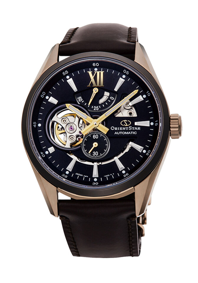Orient RE-AV0115B00B KurOtomatik Deri Kahverengi Open Heart Safir Cam 41 mm Erkek Kol Saati