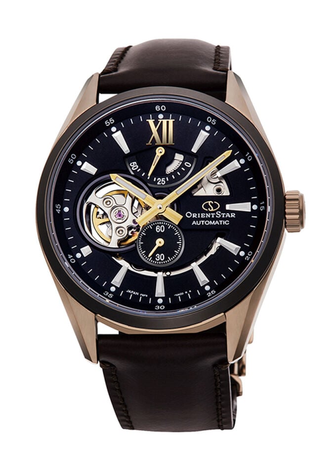 Orient RE-AV0115B00B KurOtomatik Deri Kahverengi Open Heart Safir Cam 41 mm Erkek Kol Saati