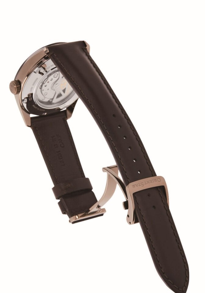 Orient RE-AV0115B00B KurOtomatik Deri Kahverengi Open Heart Safir Cam 41 mm Erkek Kol Saati