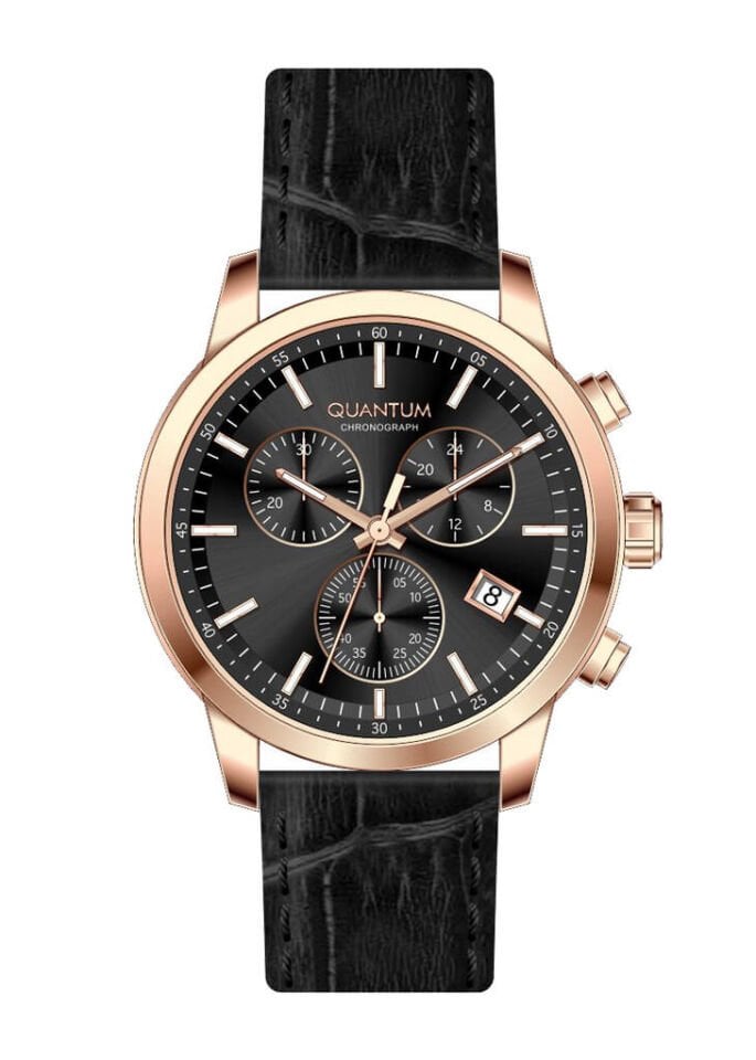 Quantum PWG1197.451 Quartz Deri Siyah 42 mm Erkek Kol Saati