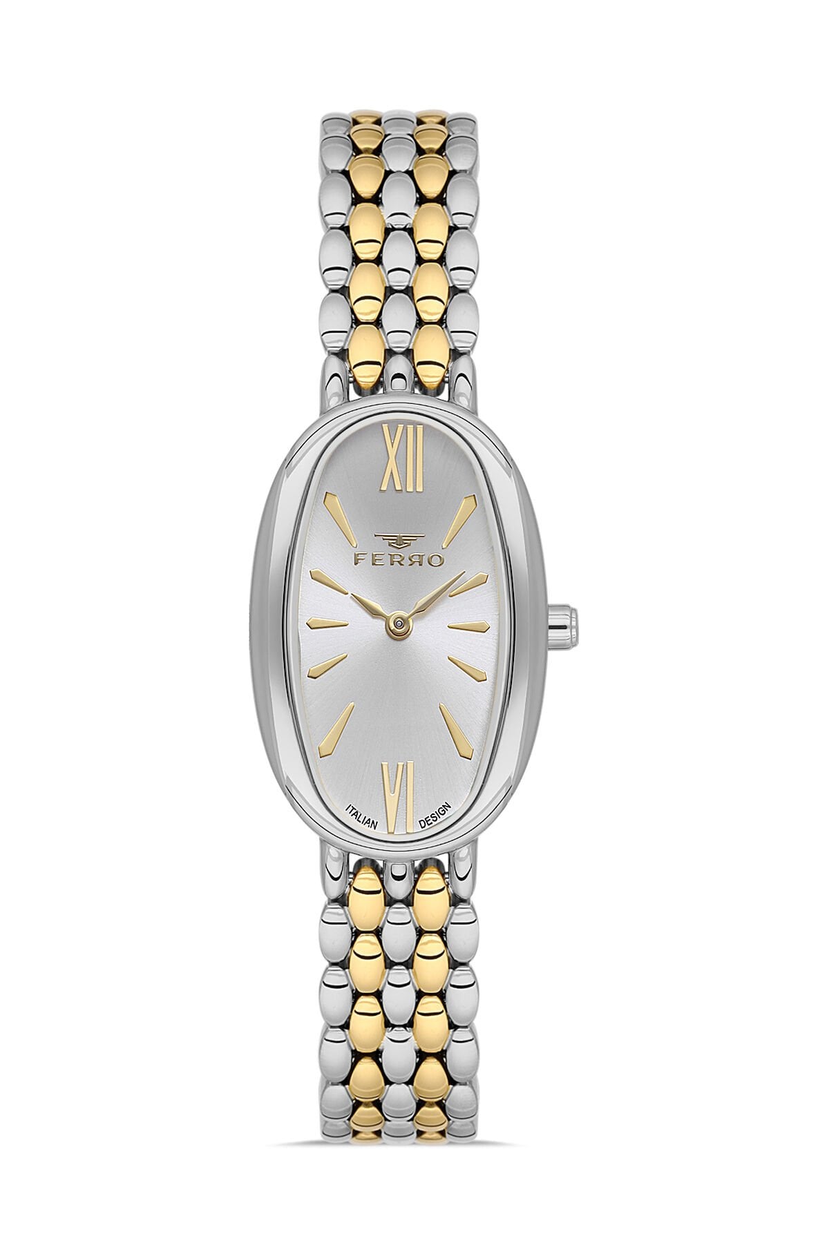 Ferro Gümüş ve Sarı Çelik Kordon Kadın Kol Saati FL21510A-D 3ATM Su Geçirmez 2 Yıl Garantili