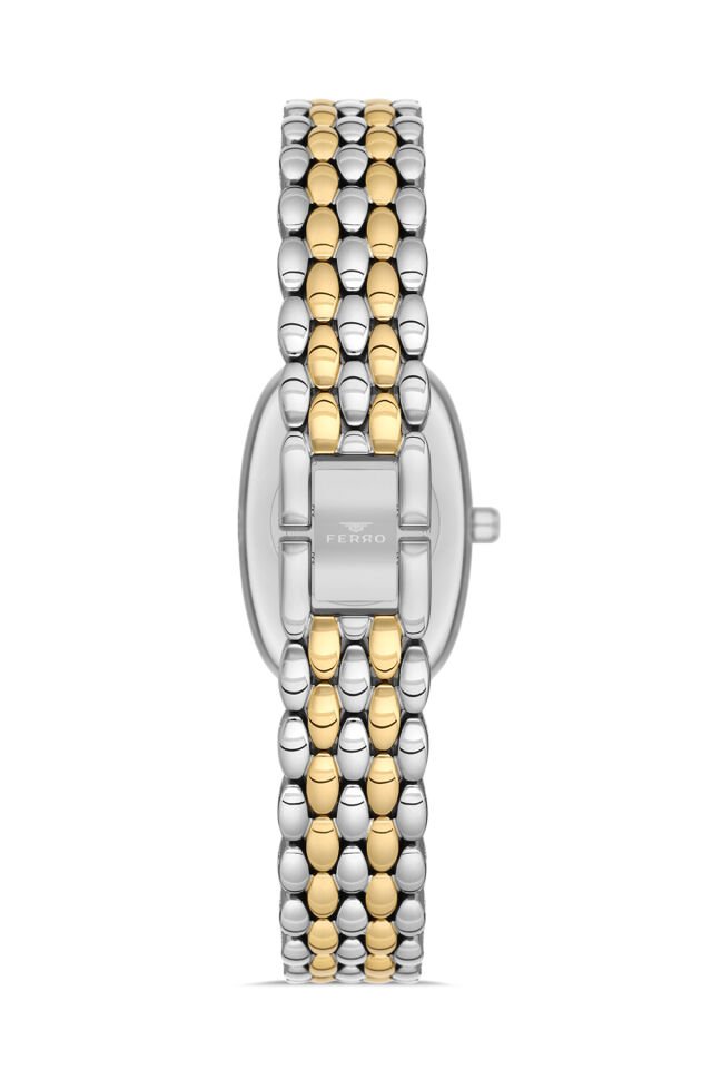 Ferro FL21510A-D Quartz Çelik Gri Sarı 22 mm Kadın Kol Saati