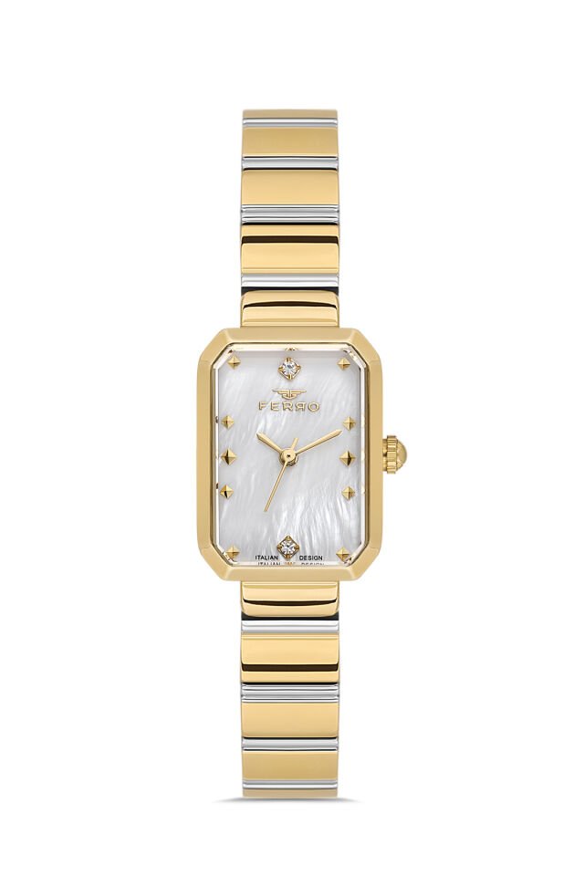 Ferro Sarı ve Gümüş Çelik Kordon Kadın Kol Saati FL21607AWT-D 3ATM Su Geçirmez 2 Yıl Garantili