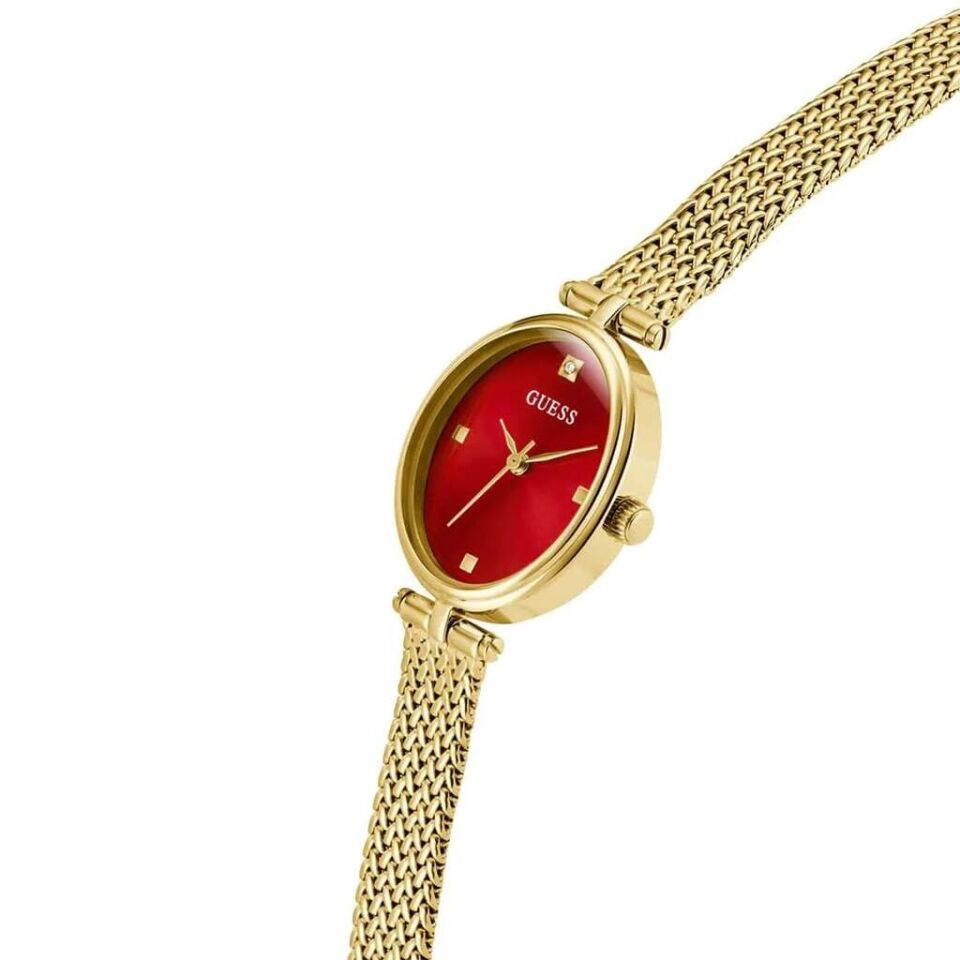 Guess GUGW0935L4 Quartz Hasır Altın Rengi Kırmızı Kadran 24x29 mm Kadın Kol Saati