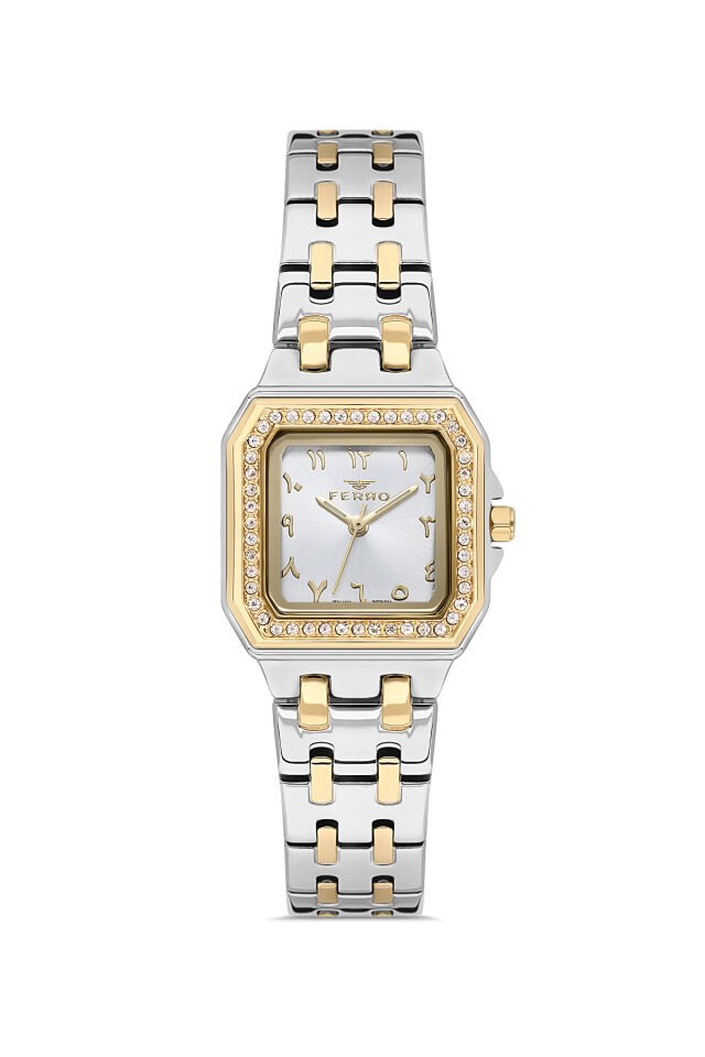 Ferro FL21609AWT-D Quartz Çelik Altın/Gri 25 mm Kadın Kol Saati