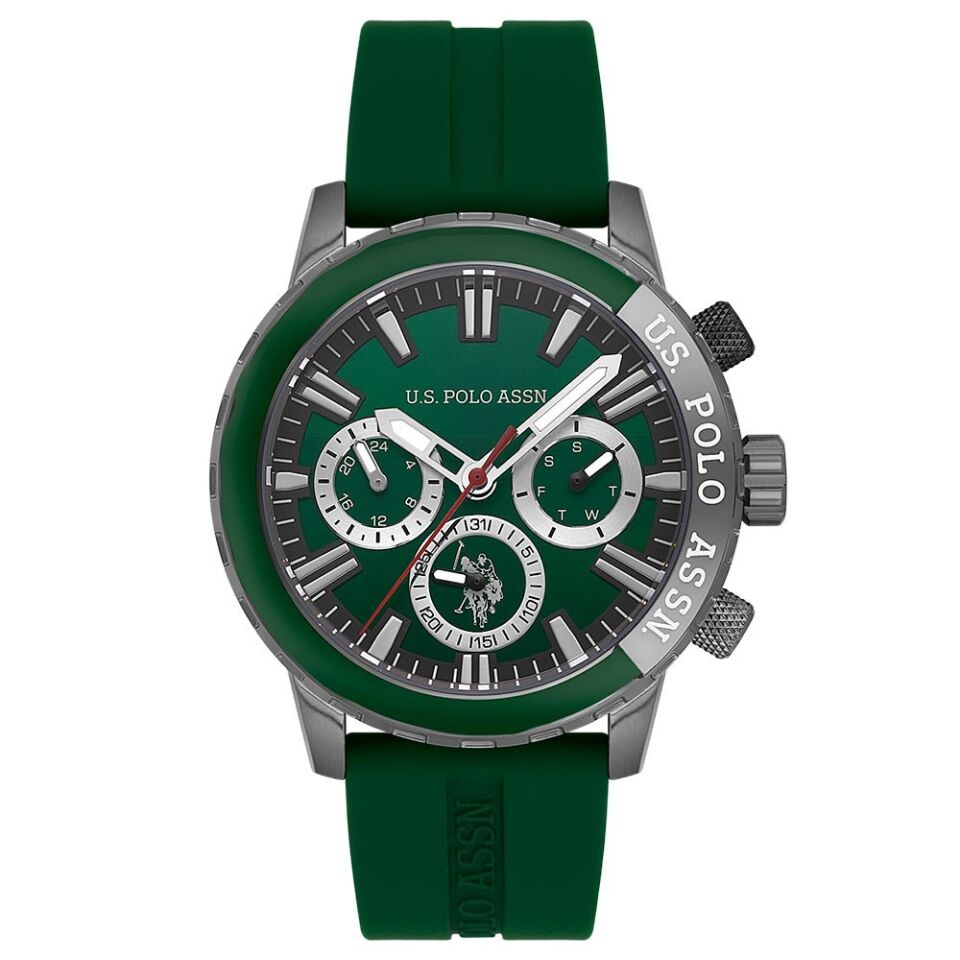 U.S. Polo Assn. USPA1026-11 Quartz Silikon Yeşil 45 mm Erkek Kol Saati