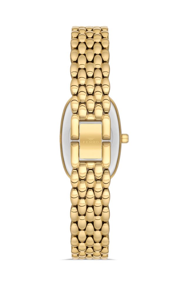 Ferro FL21510AWT-B2 Quartz Çelik Altın Rengi Siyah Kadran 22 mm Kadın Kol Saati