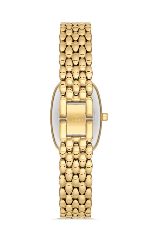 Ferro FL21510AWT-B2 Quartz Çelik Altın Rengi Siyah Kadran 22 mm Kadın Kol Saati