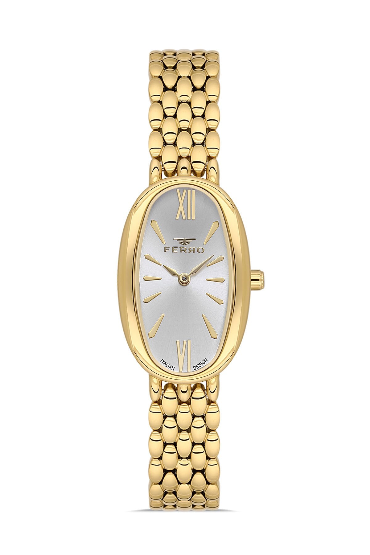 Ferro Sarı Çelik Kordon Kadın Kol Saati FL21510A-B 3ATM Su Geçirmez 2 Yıl Garantili HediyePaketli