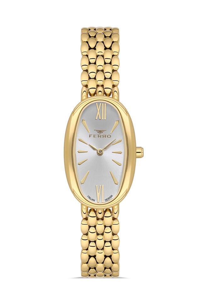 Ferro Sarı Çelik Kordon Kadın Kol Saati FL21510A-B 3ATM Su Geçirmez 2 Yıl Garantili HediyePaketli