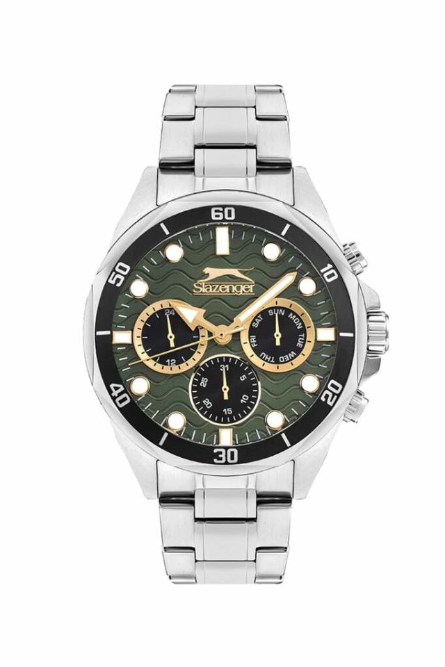 Slazenger SL.09.2383.2.06 Quartz Çelik Gri Yeşil Kadran 42 mm Erkek Kol Saati