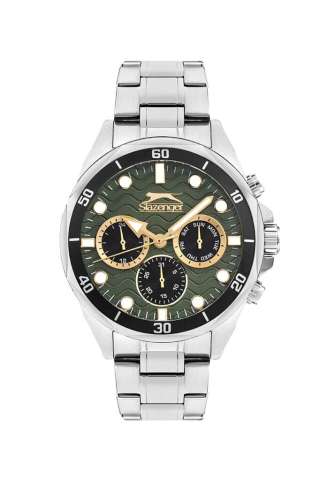 Slazenger SL.09.2383.2.06 Quartz Çelik Gri Yeşil Kadran 42 mm Erkek Kol Saati