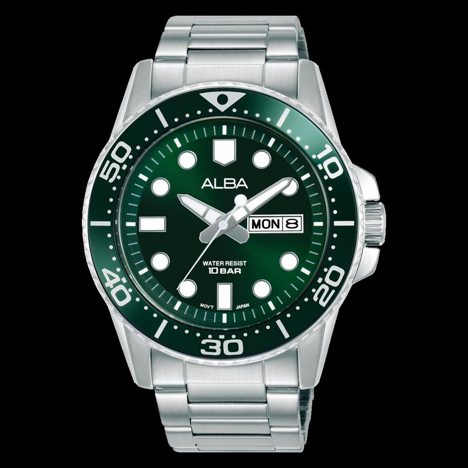 Alba AV3595X1 Quartz Çelik Gri Yeşil Kadran 10 ATM 43 mm Erkek Kol Saati