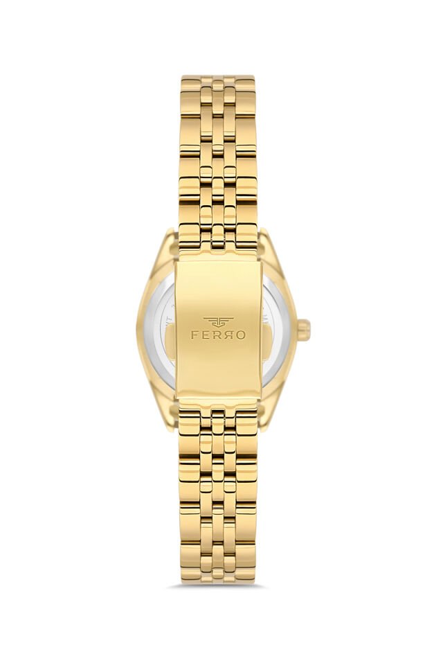 Ferro FL21618AWT-B Quartz Çelik Altın Rengi Beyaz Kadran 28 mm Kadın Kol Saati