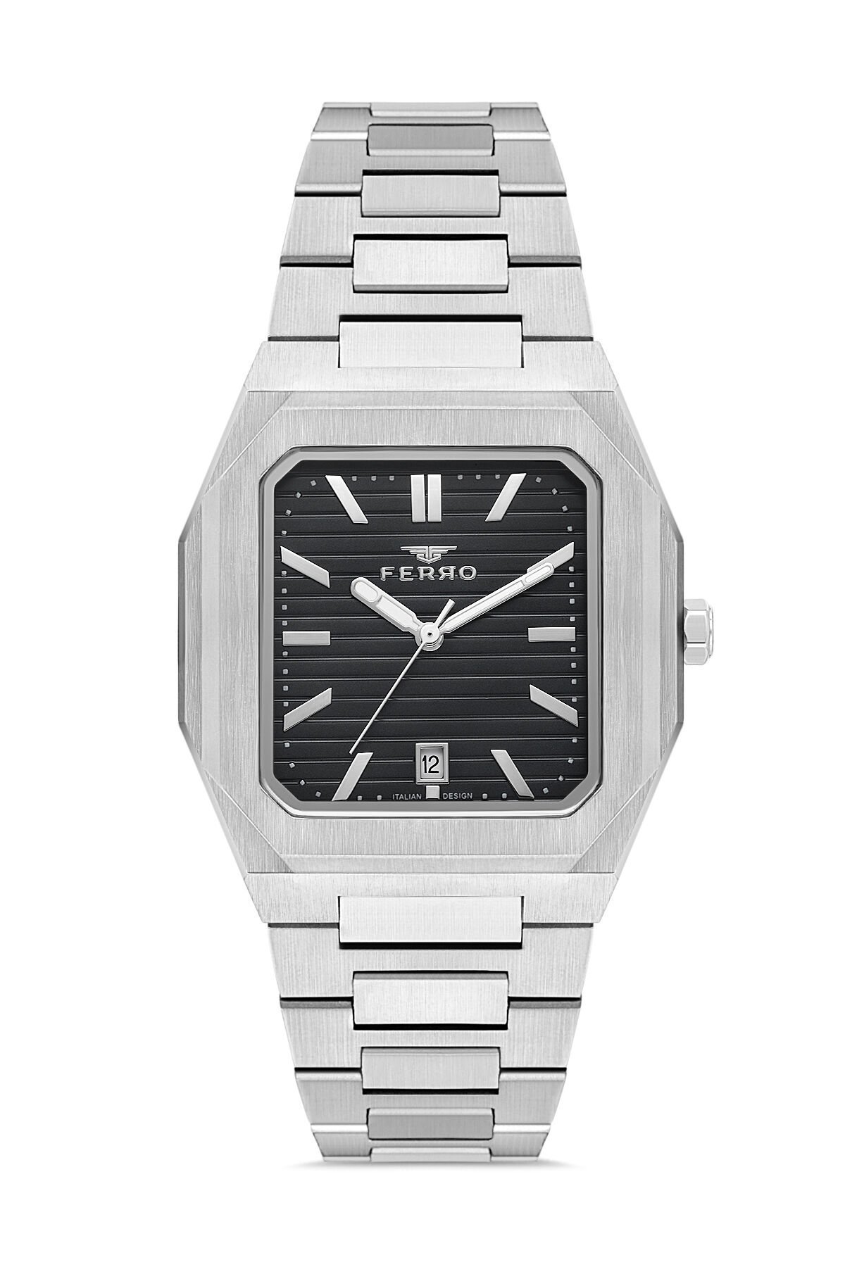 Ferro F11653AWT-A2 Quartz Çelik Gri Siyah Kadran 39 mm Erkek Kol Saati