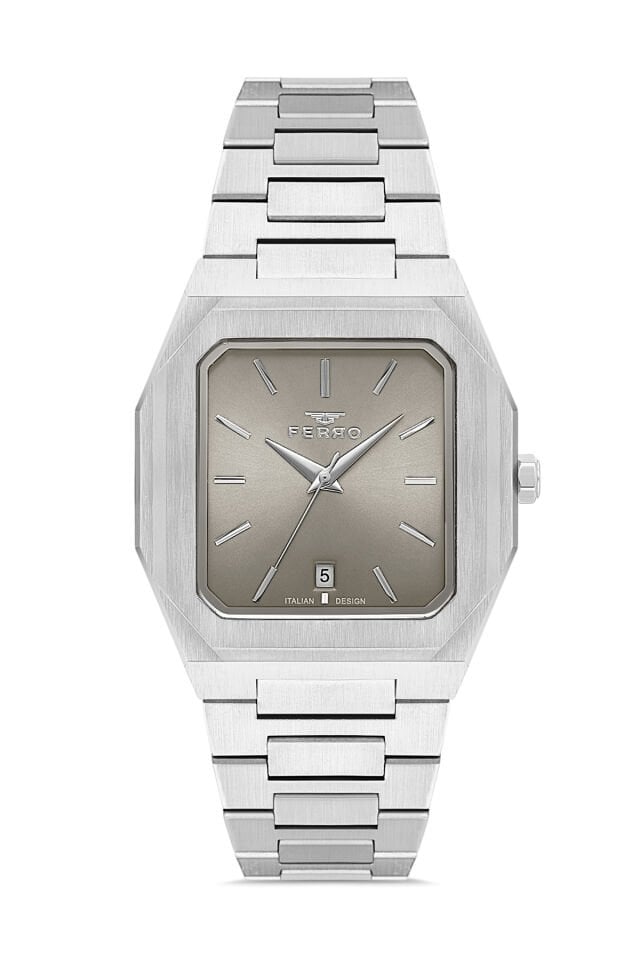 Ferro F11481AWT-A19 Quartz Çelik Gri Haki Kadran 39 mm Erkek Kol Saati