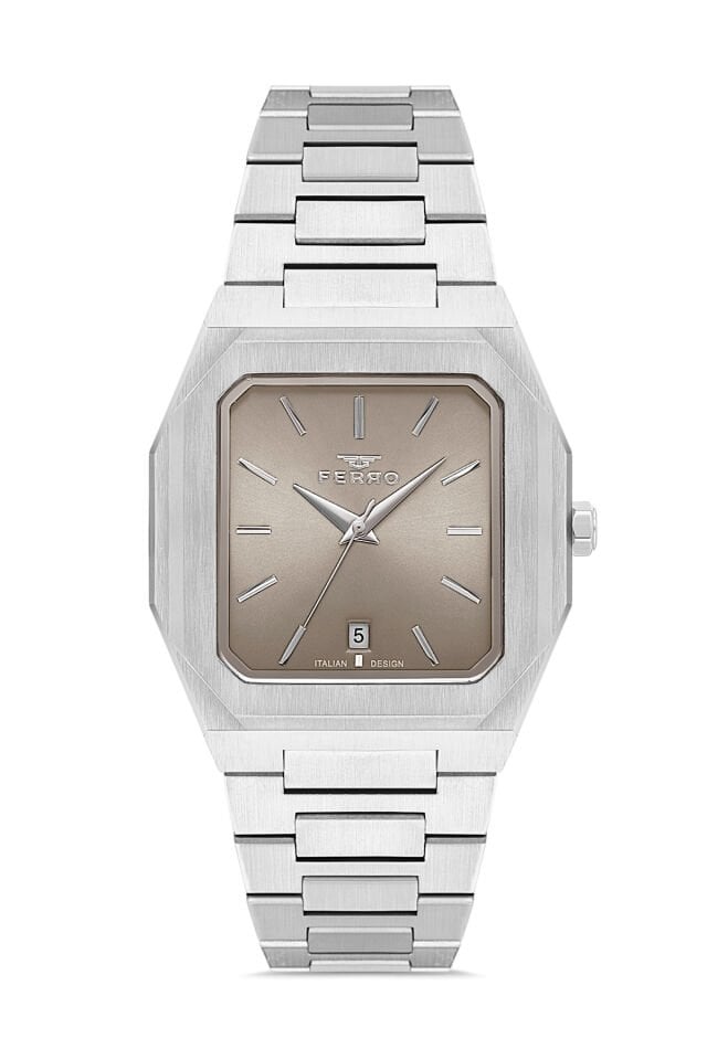 Ferro F11481AWT-A19 Quartz Çelik Gri Haki Kadran 39 mm Erkek Kol Saati