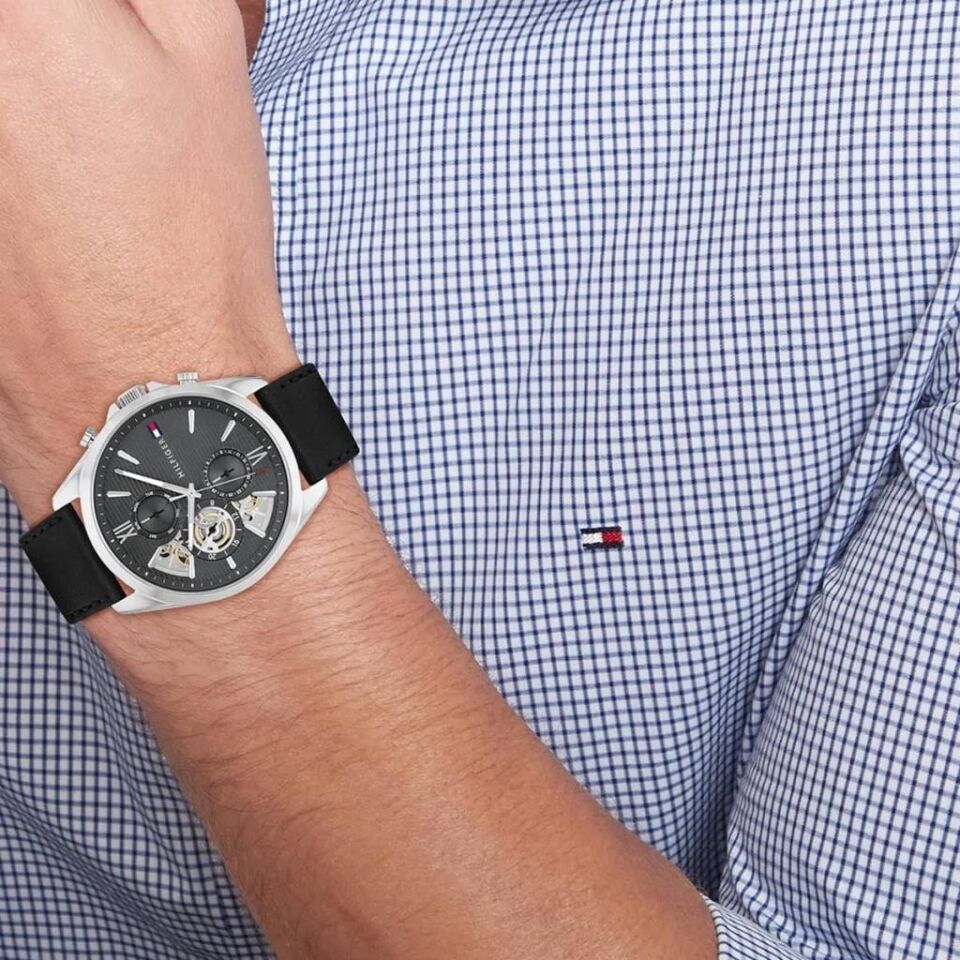 Tommy Hilfiger TH1710644 Quartz Deri Siyah 43 mm Erkek Kol Saati