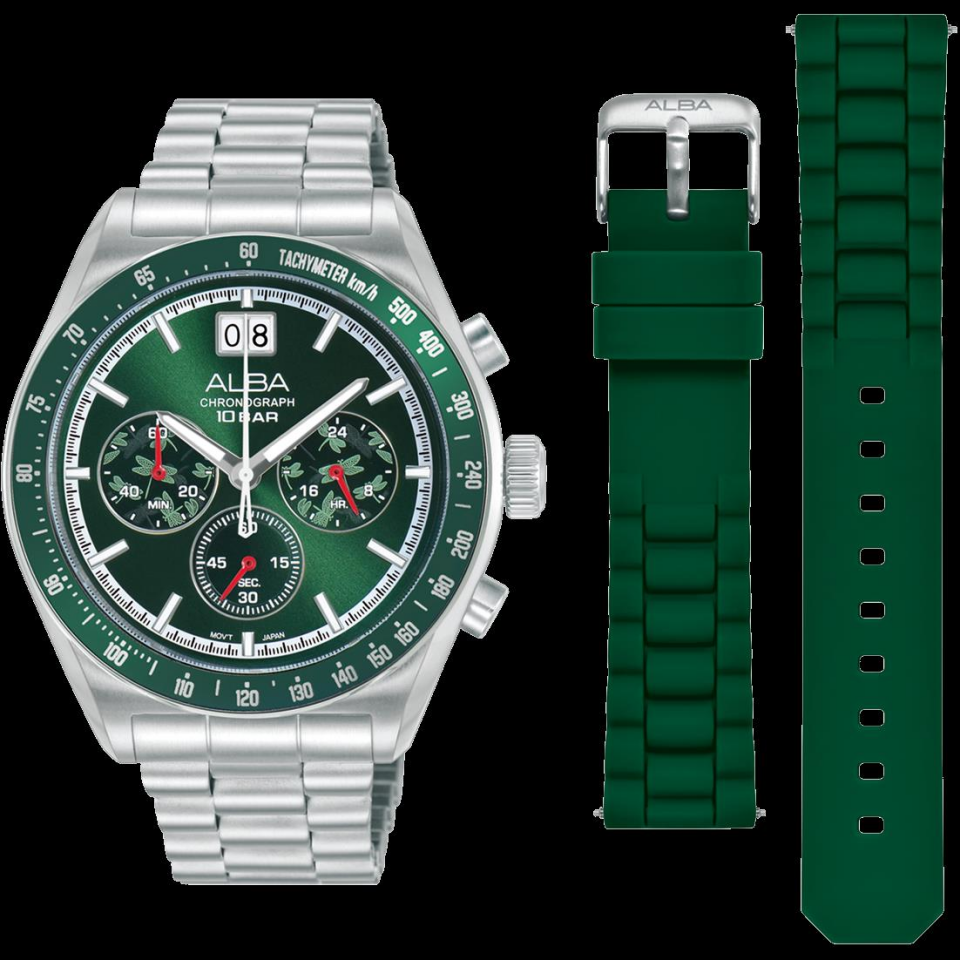 Alba AU5027X2 Quartz Çelik Gri Yeşil Kadran 10 ATM 42 mm Erkek Kol Saati